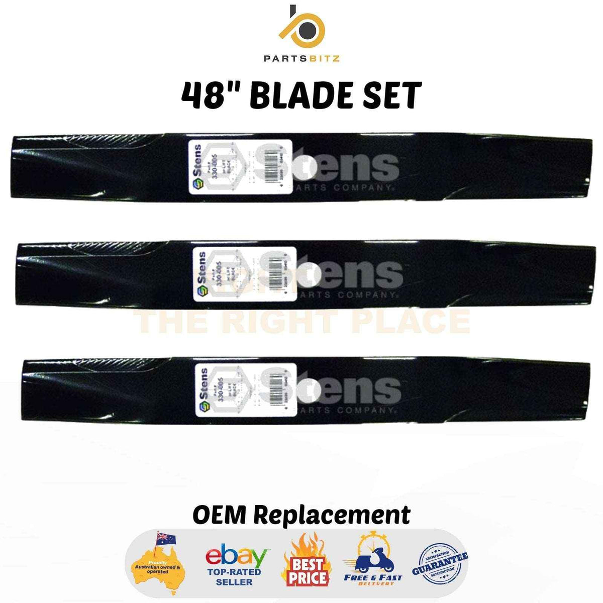48" Blade Set Suits Kubota 76505-11550 Ride on Mowers - Parts bitz