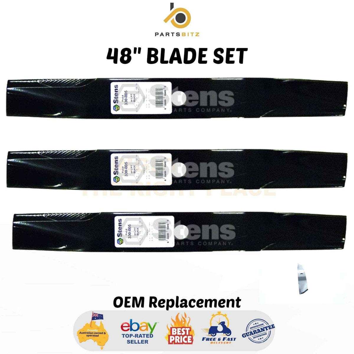 48" Blade Set Suits Kubota 76505-11550 Ride on Mowers - Parts bitz