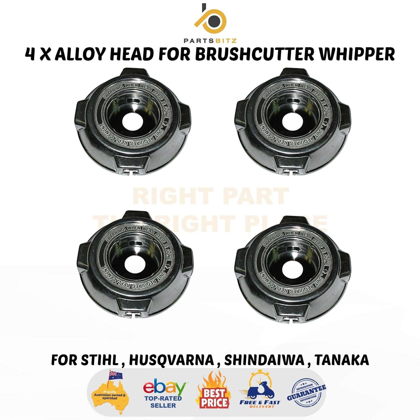 4 X Alloy Head for Brushcutter Whipper Snipper Stihl Husqvarna Shindaiwa Tanaka - parts bitz - #shop_name# -STENS