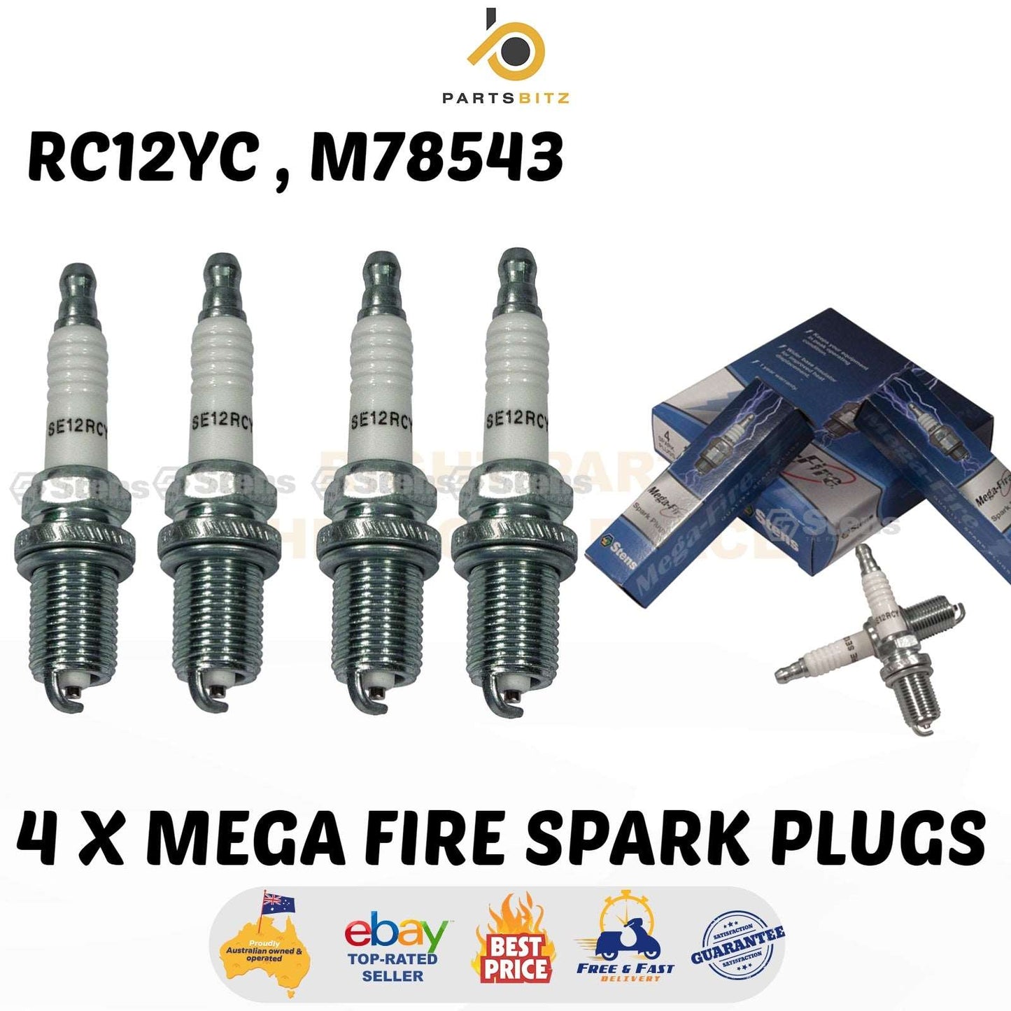 4 X Spark Plug Mega Fire RC12YC M78543 - parts bitz - #shop_name# -Stens