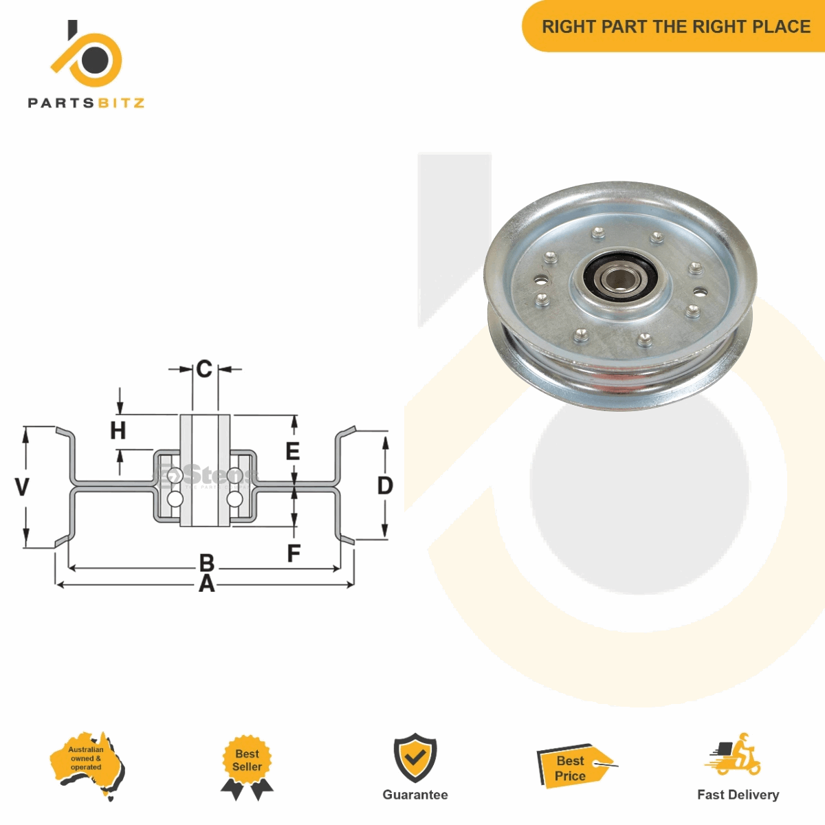 Premium Flat Idler Pulley for John Deere & Murray AM107468 AM37442  423238 23238