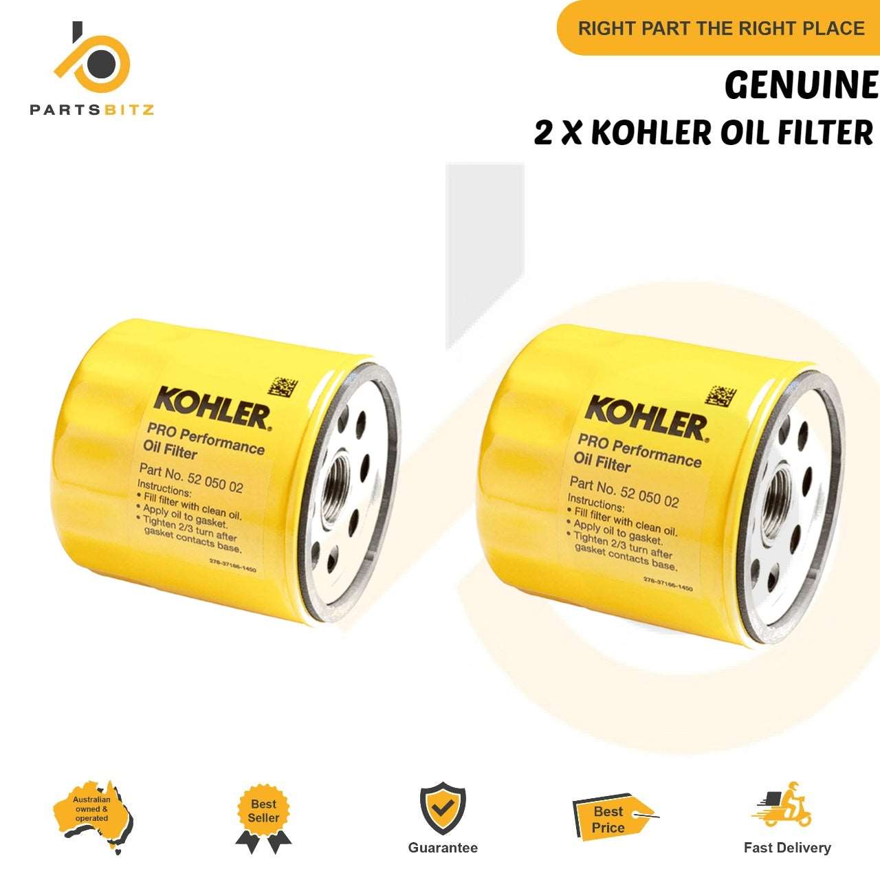 2 X Genuine Kohler Oil Filter 5205002 , 52 050 02-S , 25 050 34-S