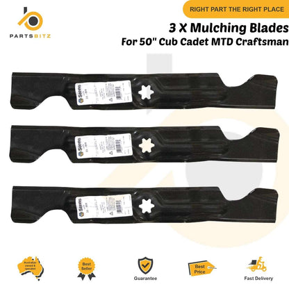 3 X  Mulching Blades fits 50" Cub Cadet MTD Ride on Mower 742-04053 942-04053 B