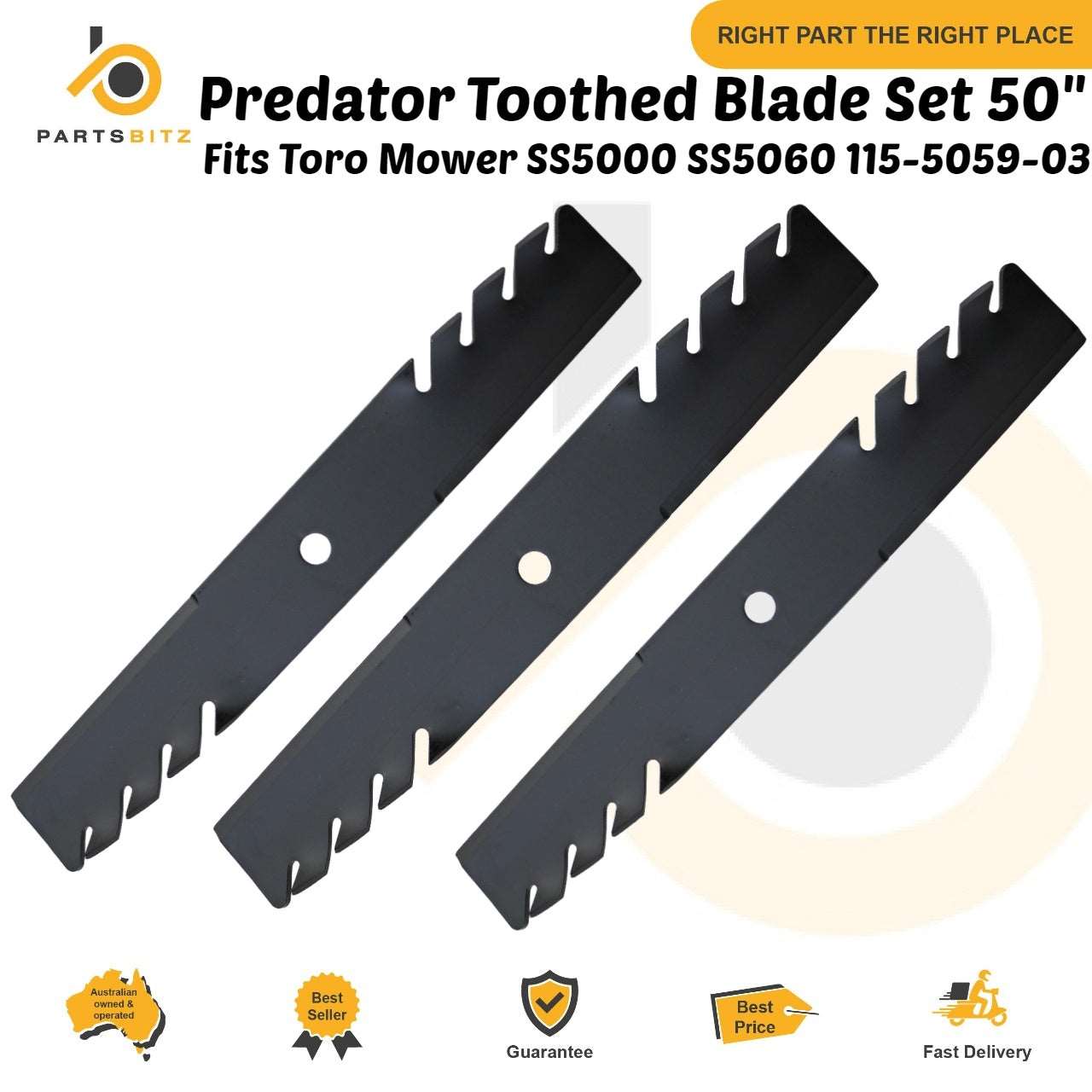 Toothed Blade Set 50" Fits Toro Mower SS5000 SS5060 115-5059-03