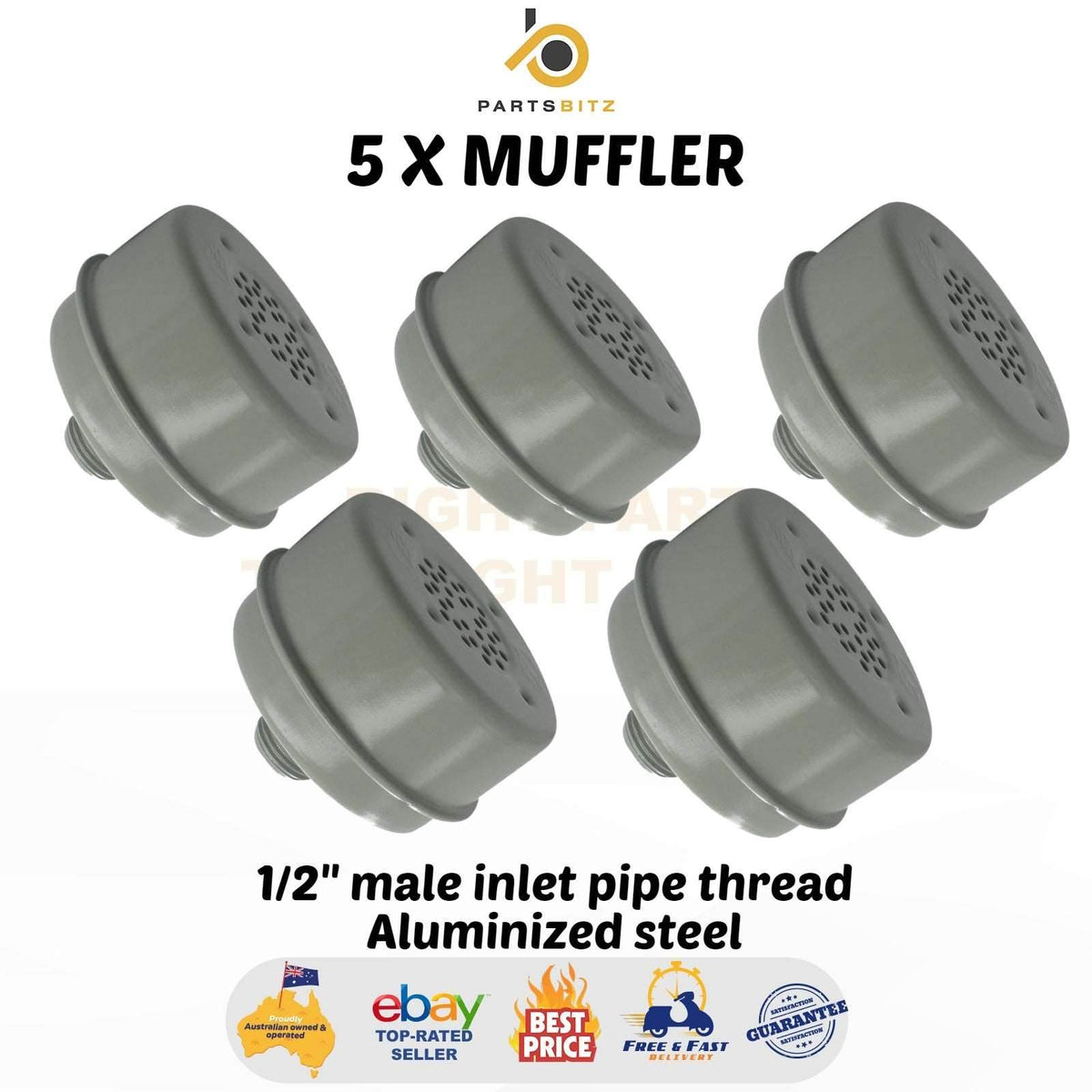 5 X Muffler Suits Briggs & Stratton 3 to 4 Hp , Rover , Masport , Victa 391435 - Parts bitz