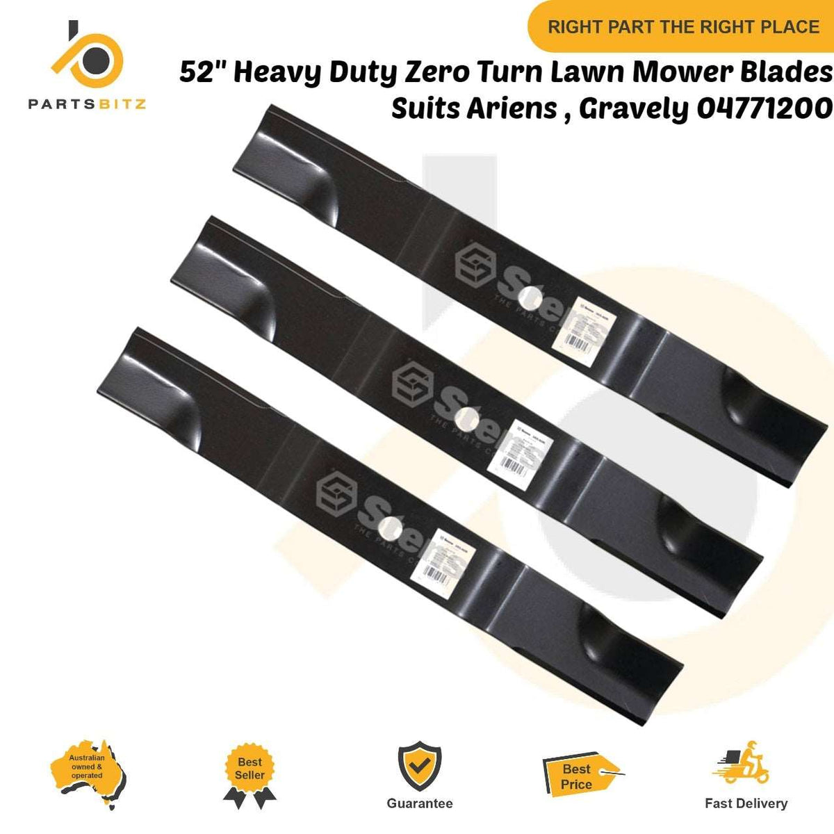 52" Heavy Duty Zero Turn Lawn Mower Blades Suits Ariens Gravely 04771200 - Parts bitz