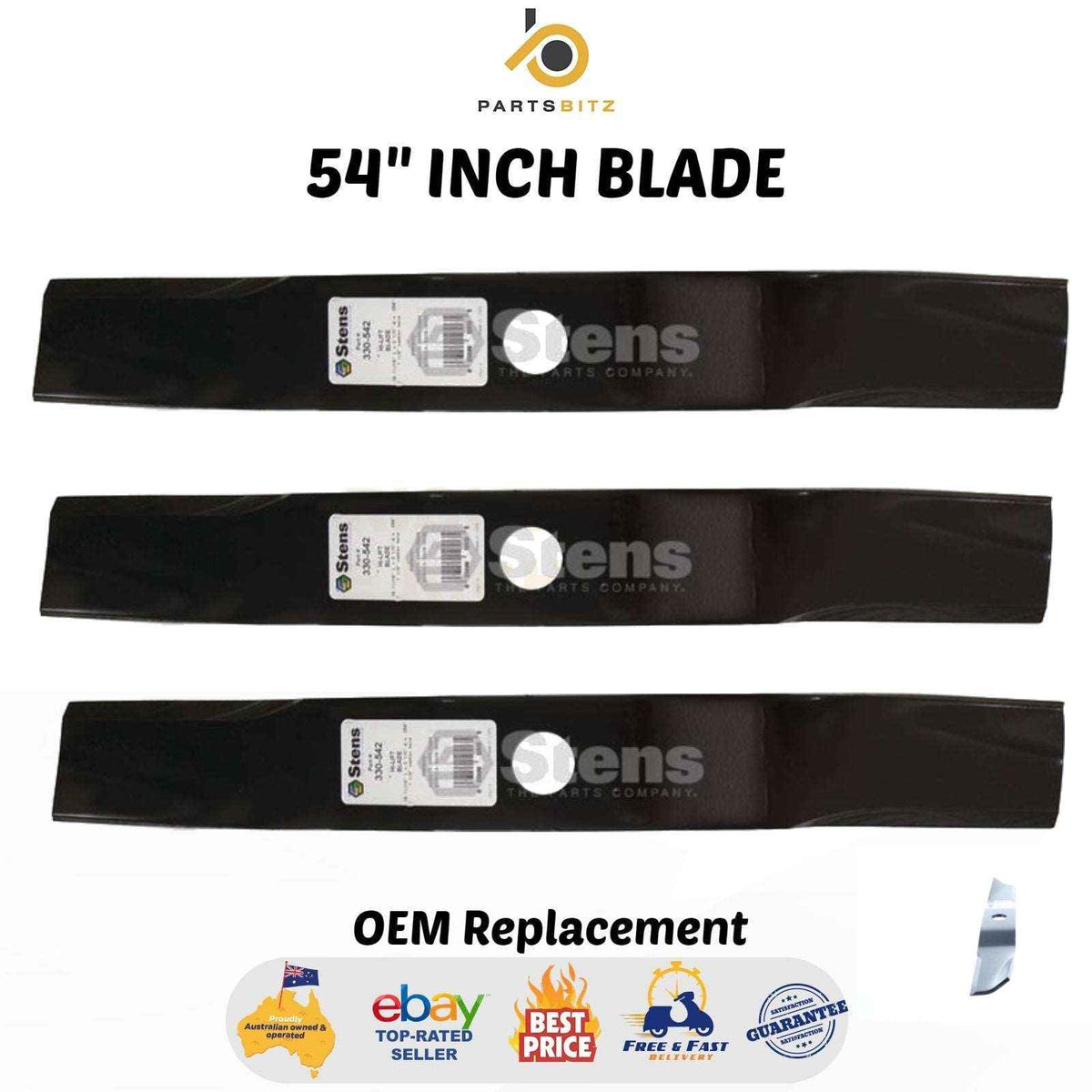 54" Inch Blade Set for Kubota Mowers 76529-34330 70000-25004 70000-00605 - Parts bitz