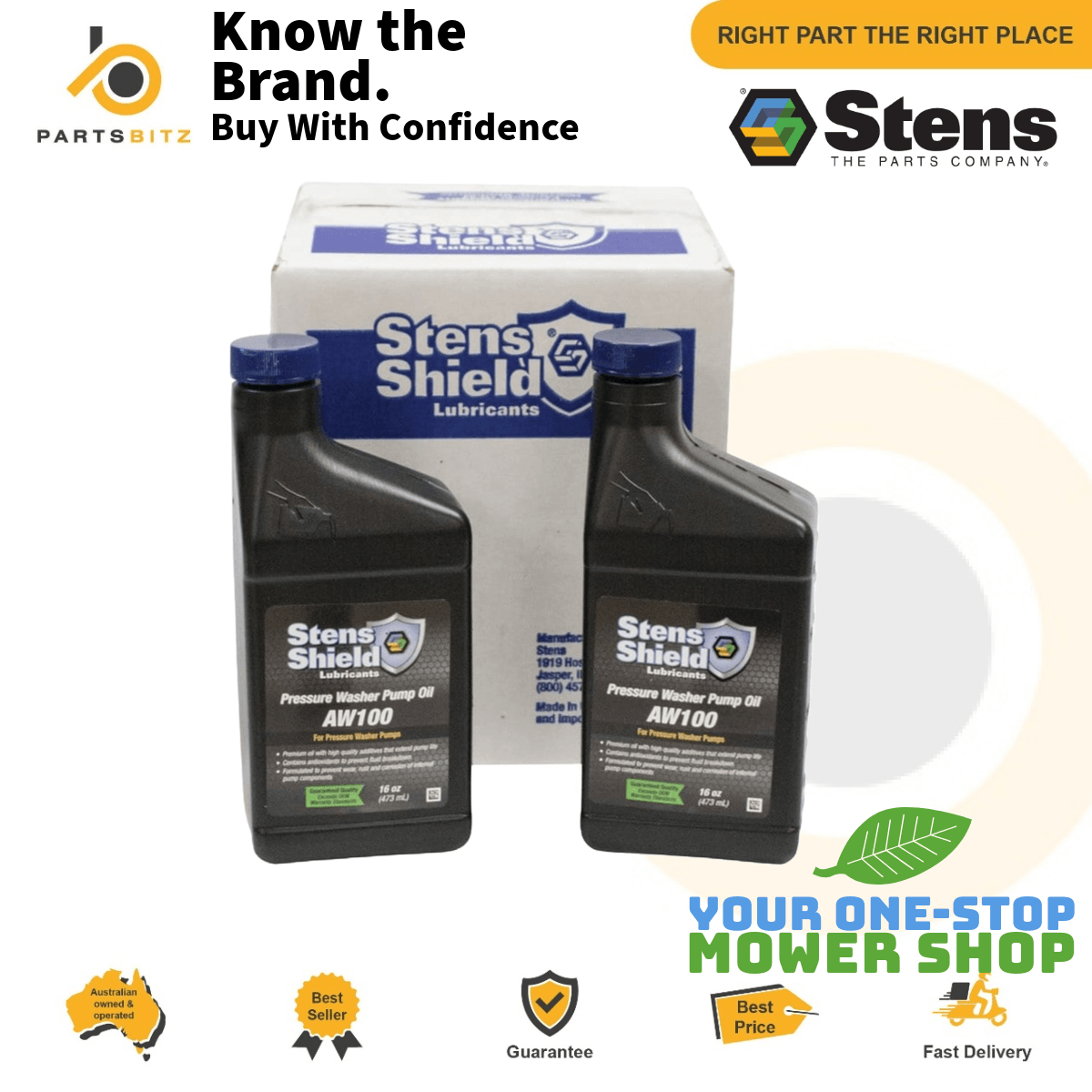 6 X Stens Pressure Washer for Selected Comet , CAT , AR , Pump Oil AW100 473 mL - Parts bitz