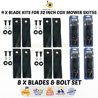 AUS Made 8 X Blades Bolt Sets for 32 Inch Cox Lawnboss Orion XL Nova Mower SKIT55 - parts bitz - #shop_name# -Suits Cox