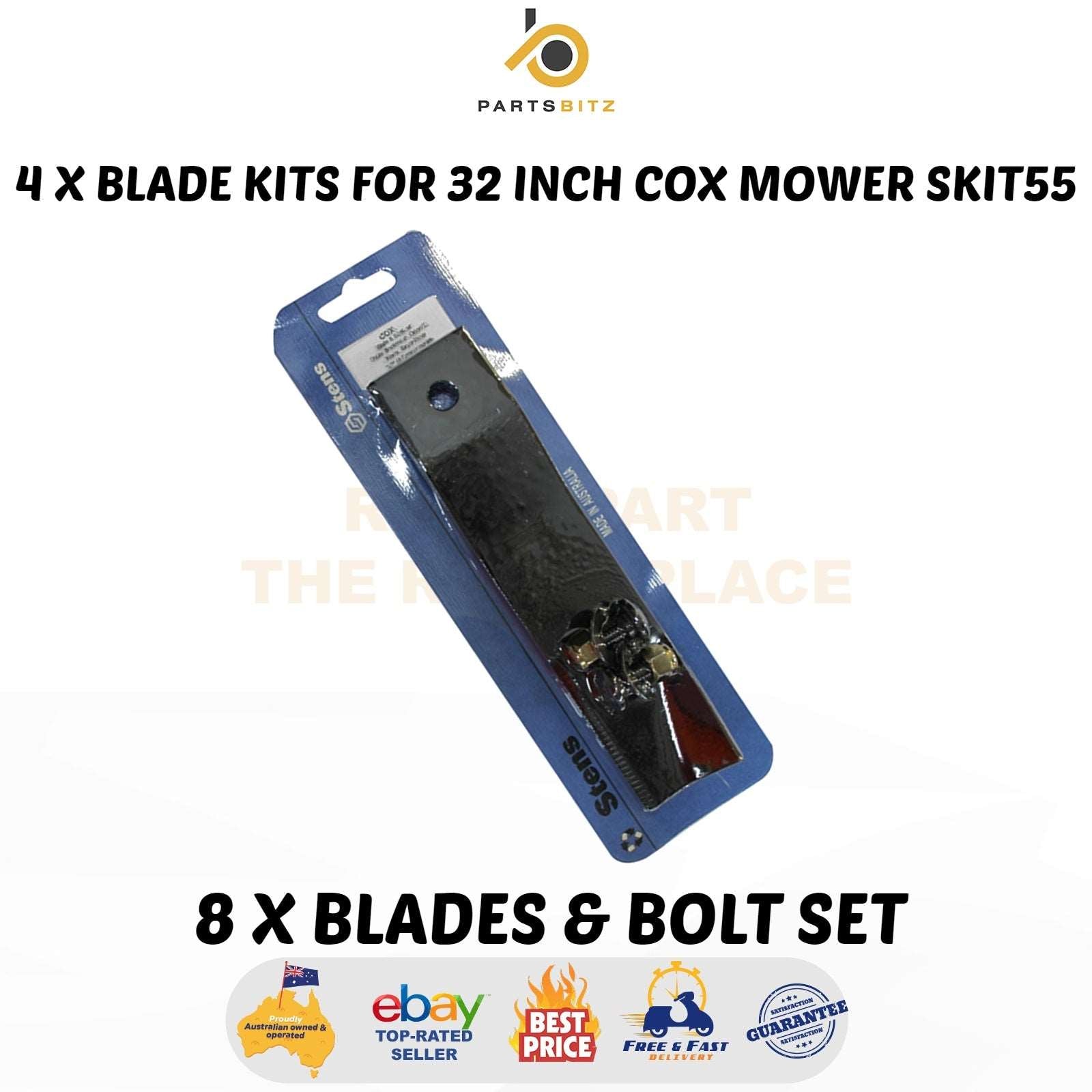 AUS Made 8 X Blades Bolt Sets for 32 Inch Cox Lawnboss Orion XL Nova Mower SKIT55 - parts bitz - #shop_name# -Suits Cox