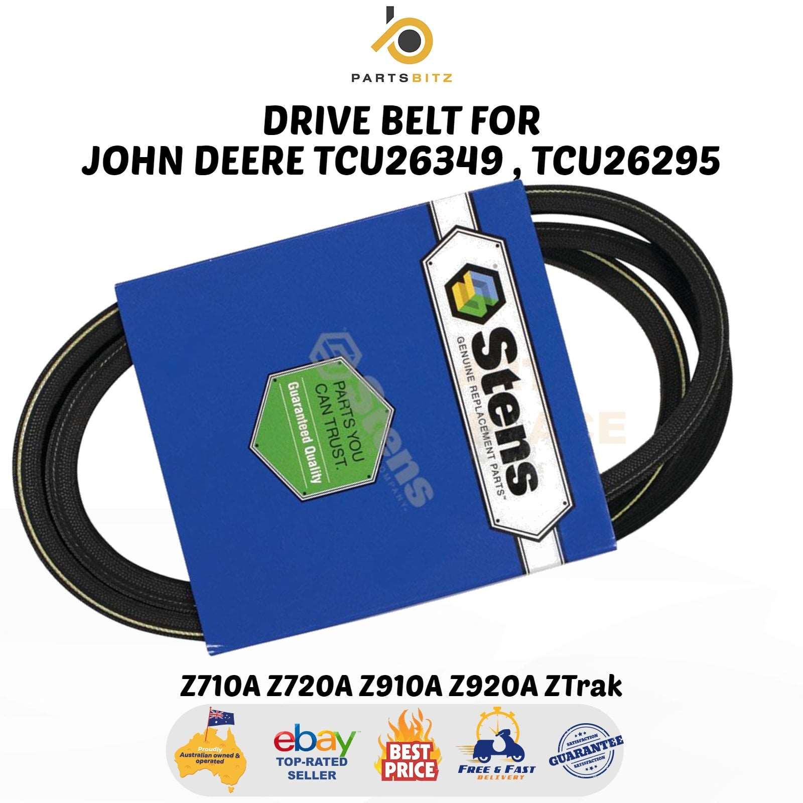 Drive Belt for John Deere TCU26349 Z710A Z720A Z910A Z920A  Ztrak - parts bitz - #shop_name# -STENS