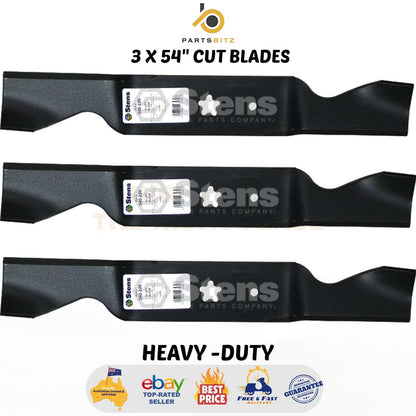 3 X 54" Cut Blades for Husqvarna Craftsman & Poulan Ride on Mowers 532 18 72 56