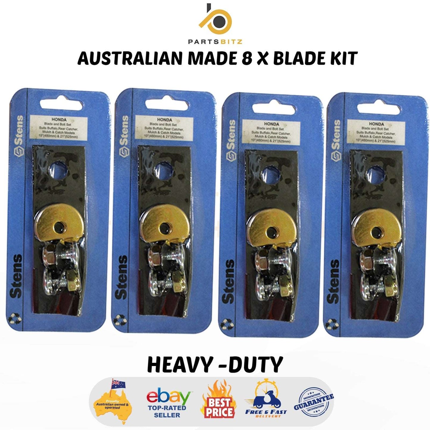 AUS Made 8 X Blade Kit Fits Honda Lawn Mowers Hru19 Hru21 06720-va3-k00 19" 21"