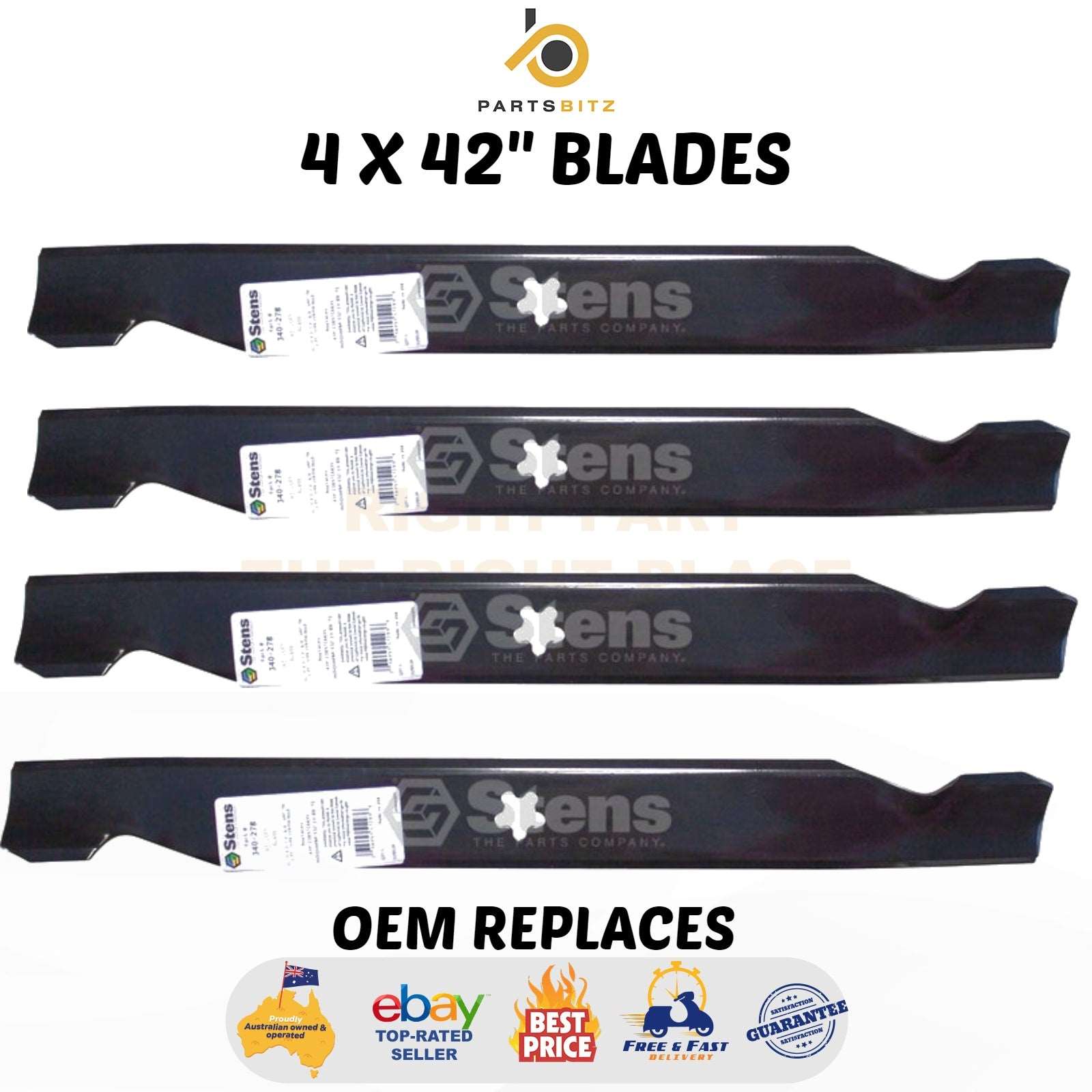 4 X 42" Blades for Husqvarna , Craftsman Mowers 532 13 84-98 , 532 13 88-71