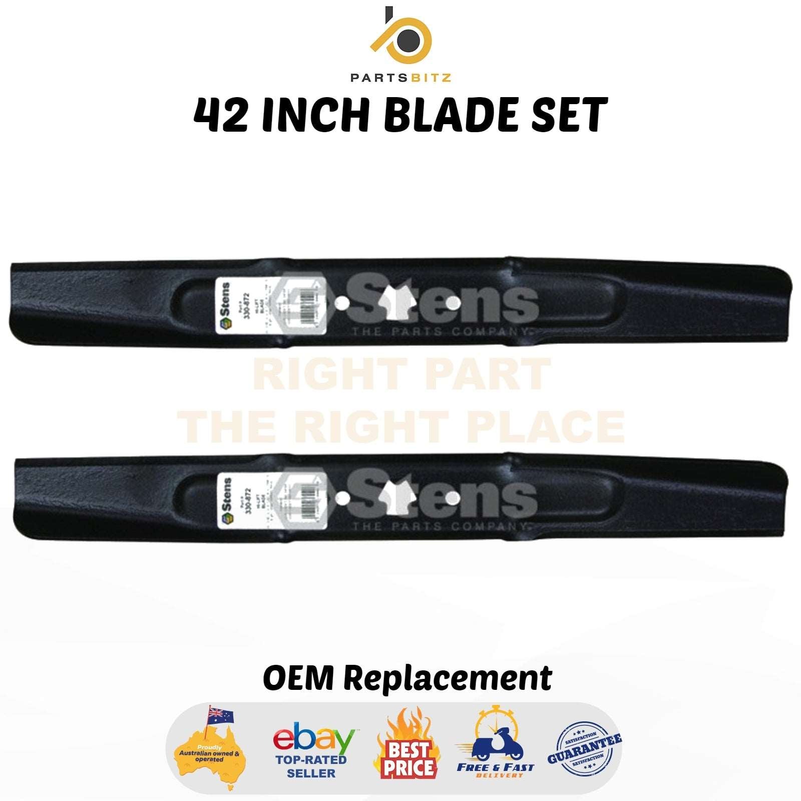 42" inch HI- LIFT Blade Set for Selected Mtd Ride on Mower 742-04308 , 942-04308