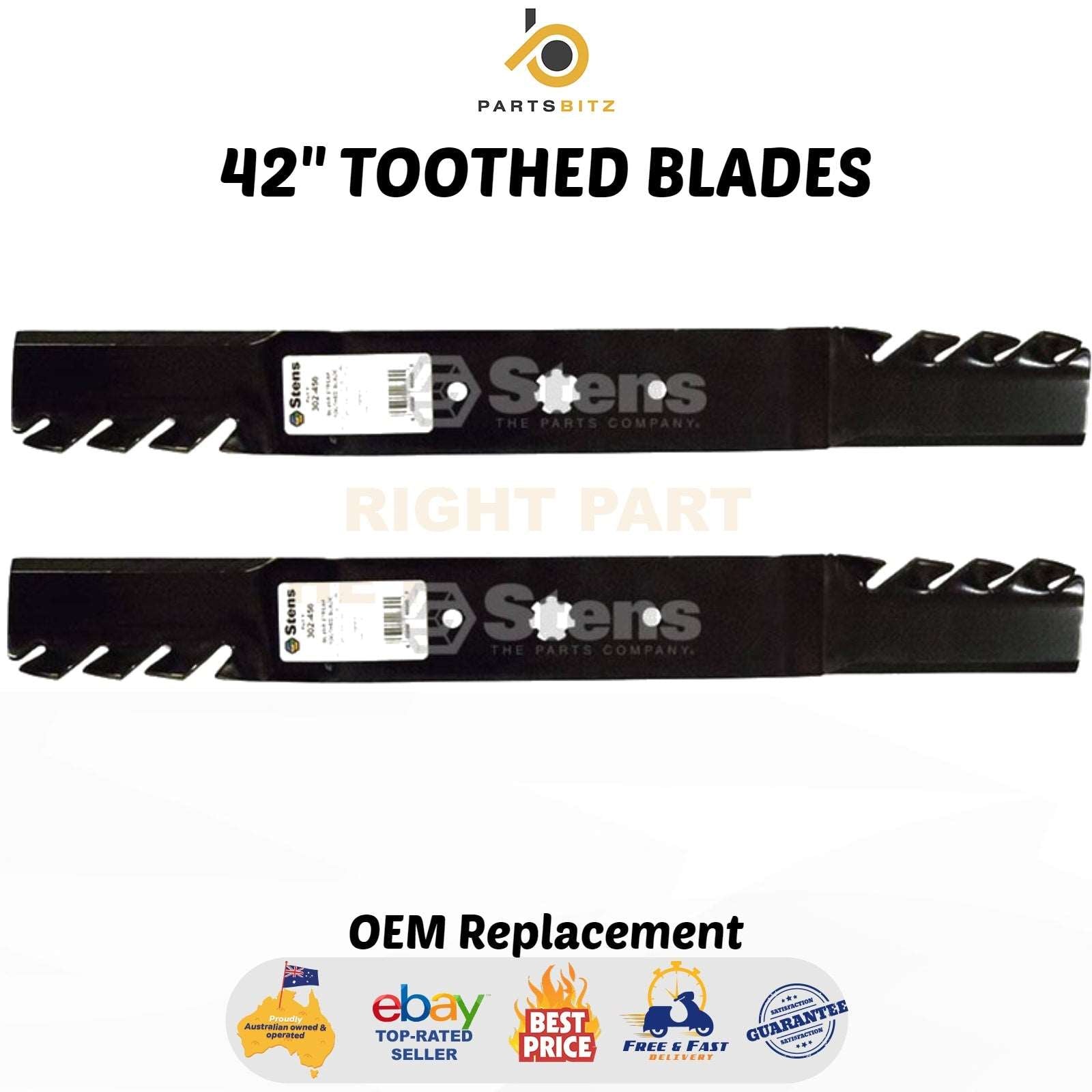 42" Toothed Predator Blades Fits John Deere GC22151 AM137333 GY20850