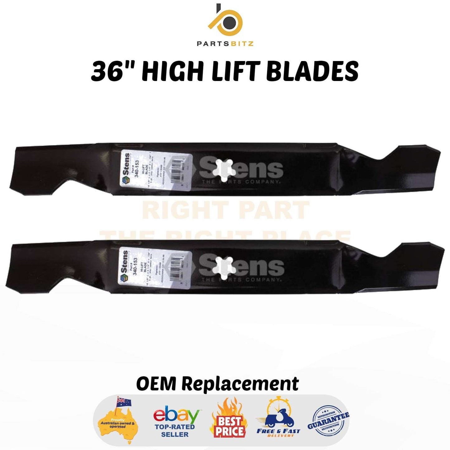 36" High Lift Blades Fit Husqvarna Ride on Mowers 532 12 78-41 , 532 13 84-96