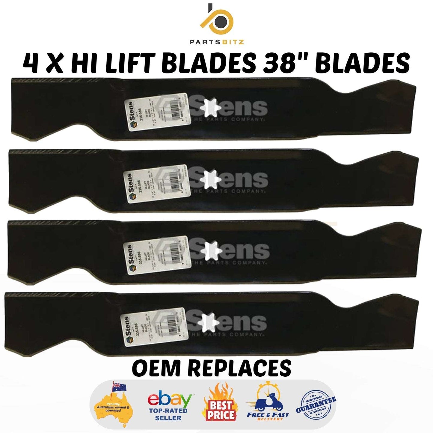 USA Made 4 X Blades 38" Blades Fit Mtd Ride on Mower 1992 Onwards 942-0610A 742-0610