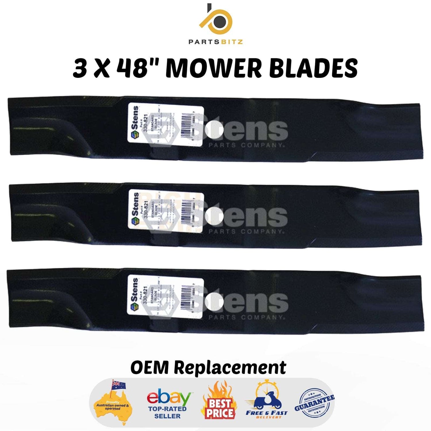 3 X 48" Mower Blades Fits Kubota Mowers 76505-11550 , K5575-34330