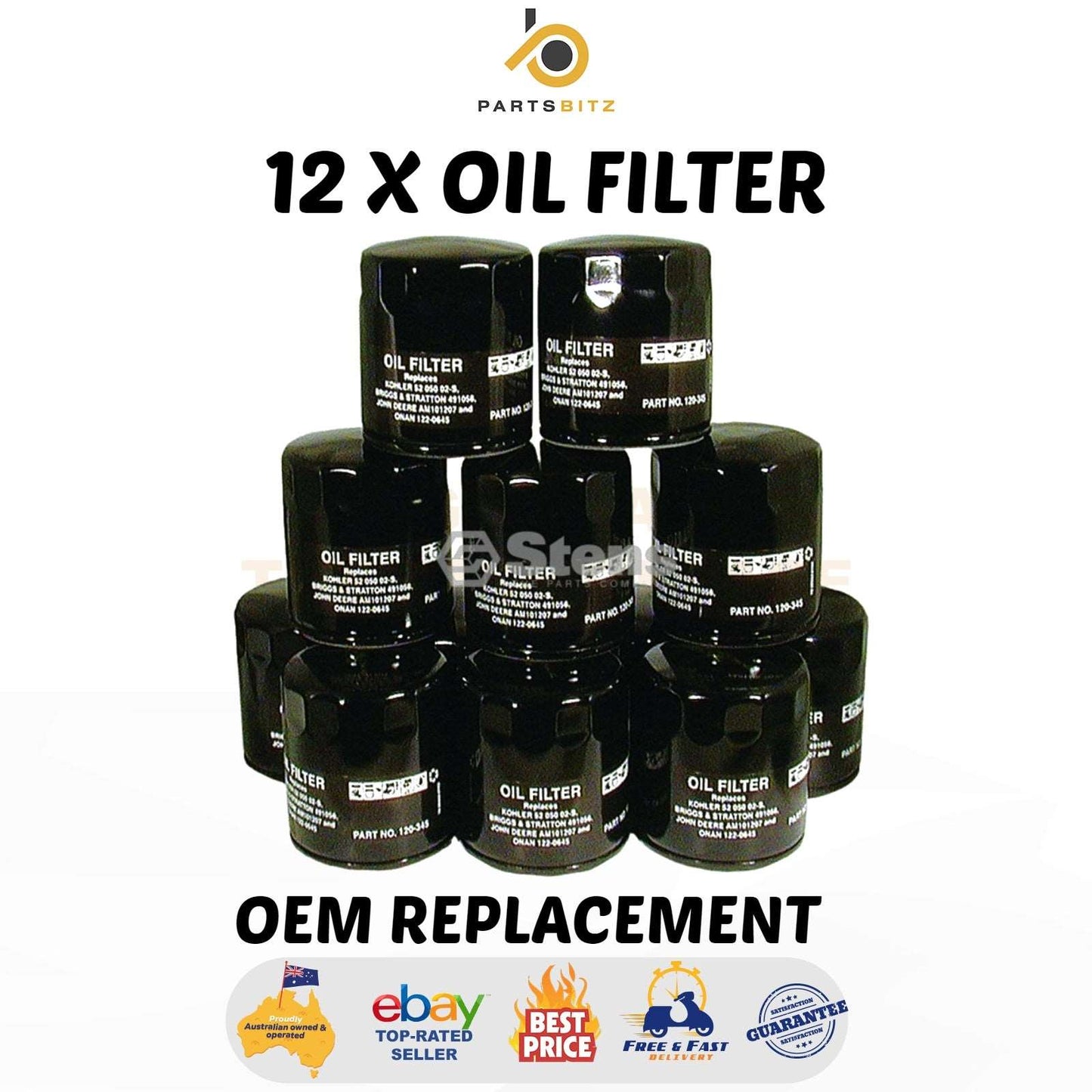 12 X  Oil Filter for Briggs & Stratton 491056, 491056s Made in USA