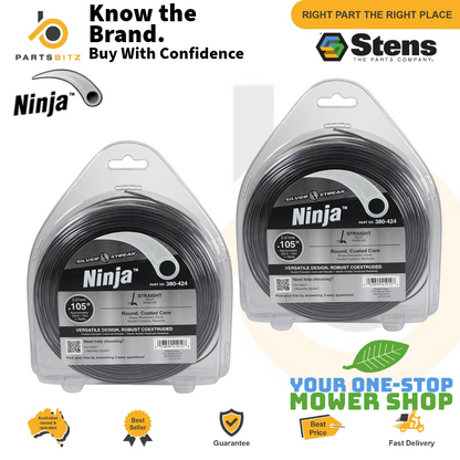 2 X Genuine Stens Silver Streak Ninja Trimmer Line Whipper Snipper 72m 2.67mm