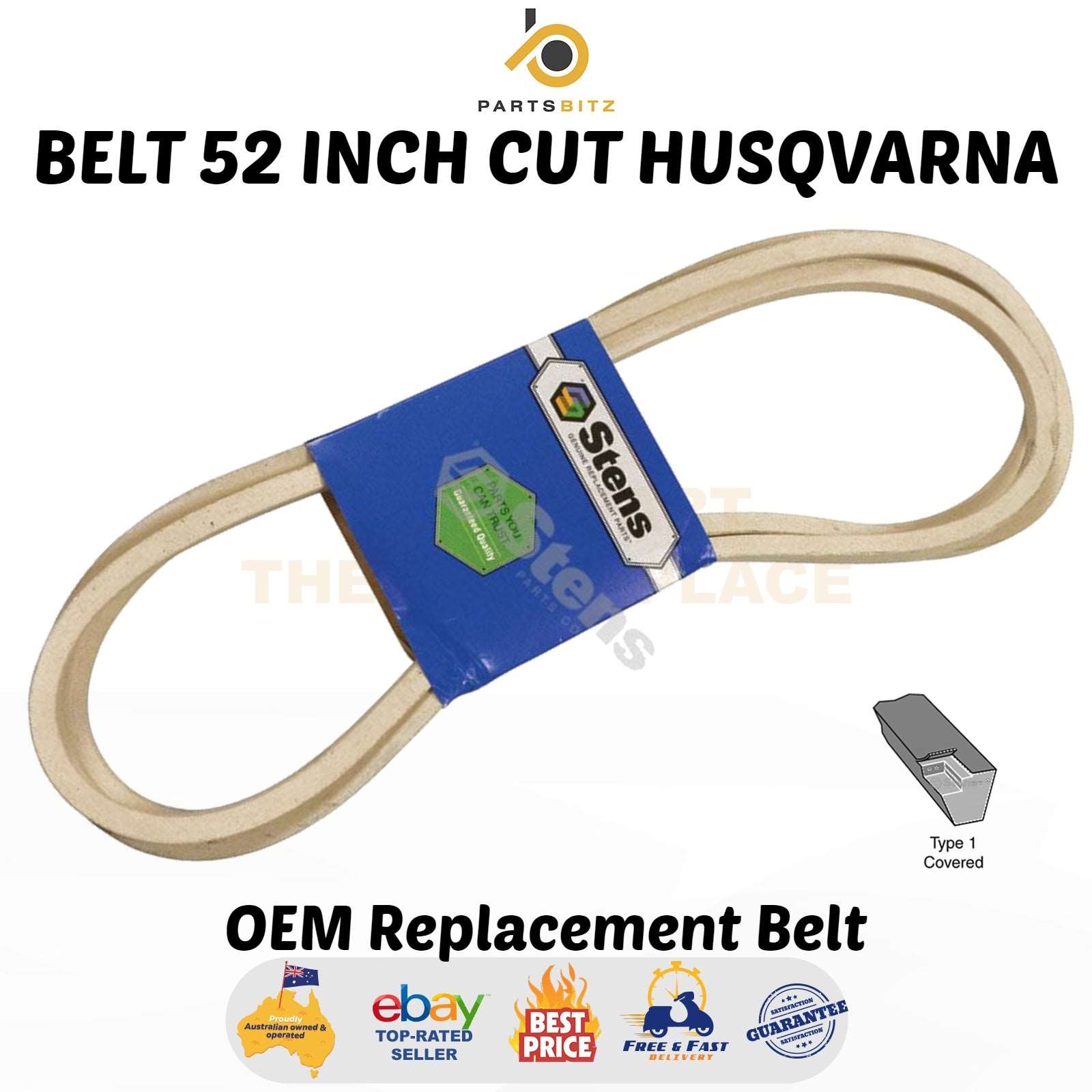 Ride on Mower Blade Belt Suits 52 Inch Cut Husqvarna GTH2752TF 574 84 56-03 - parts bitz - #shop_name# -STENS