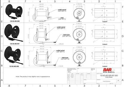 Hose Reel 100 f - 31m  5000psi swivel 30m hose capacity of 3/8" Hose