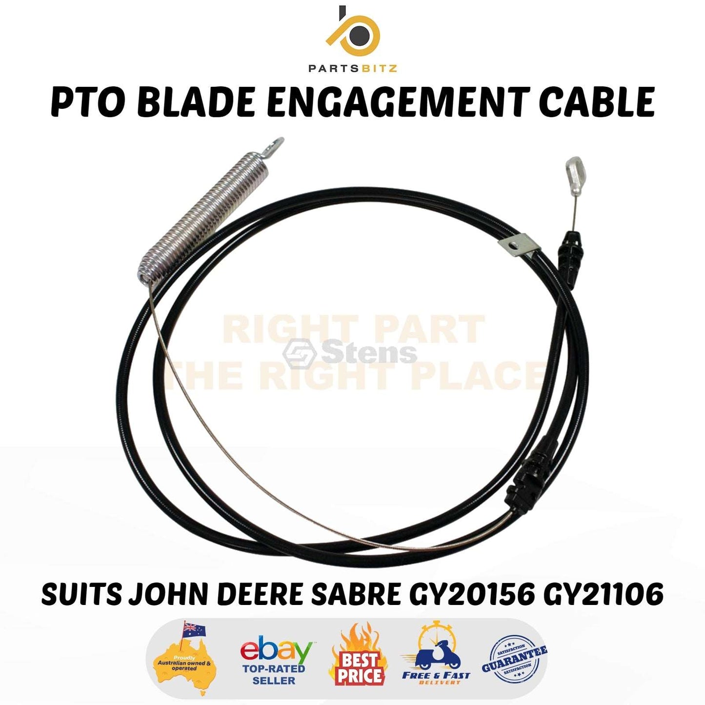 USA Made PTO Blade Engagement Cable Suits John Deere Sabre GY20156 GY21106 - parts bitz - #shop_name# -Stens