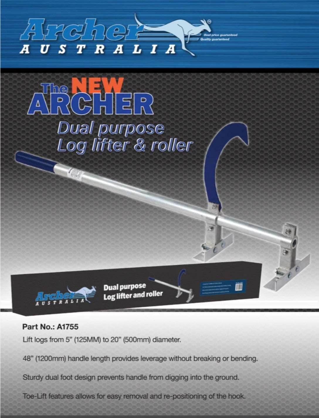 Archer Australia Log Lifter & Roller Archer Premium Quality Dual Purpose - Parts bitz