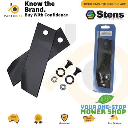 AUS Made Blade Kit Fits 28 , 30 , 32 & 34 Inch Fits Greenfield GT2139 Ride on Mower - Parts bitz