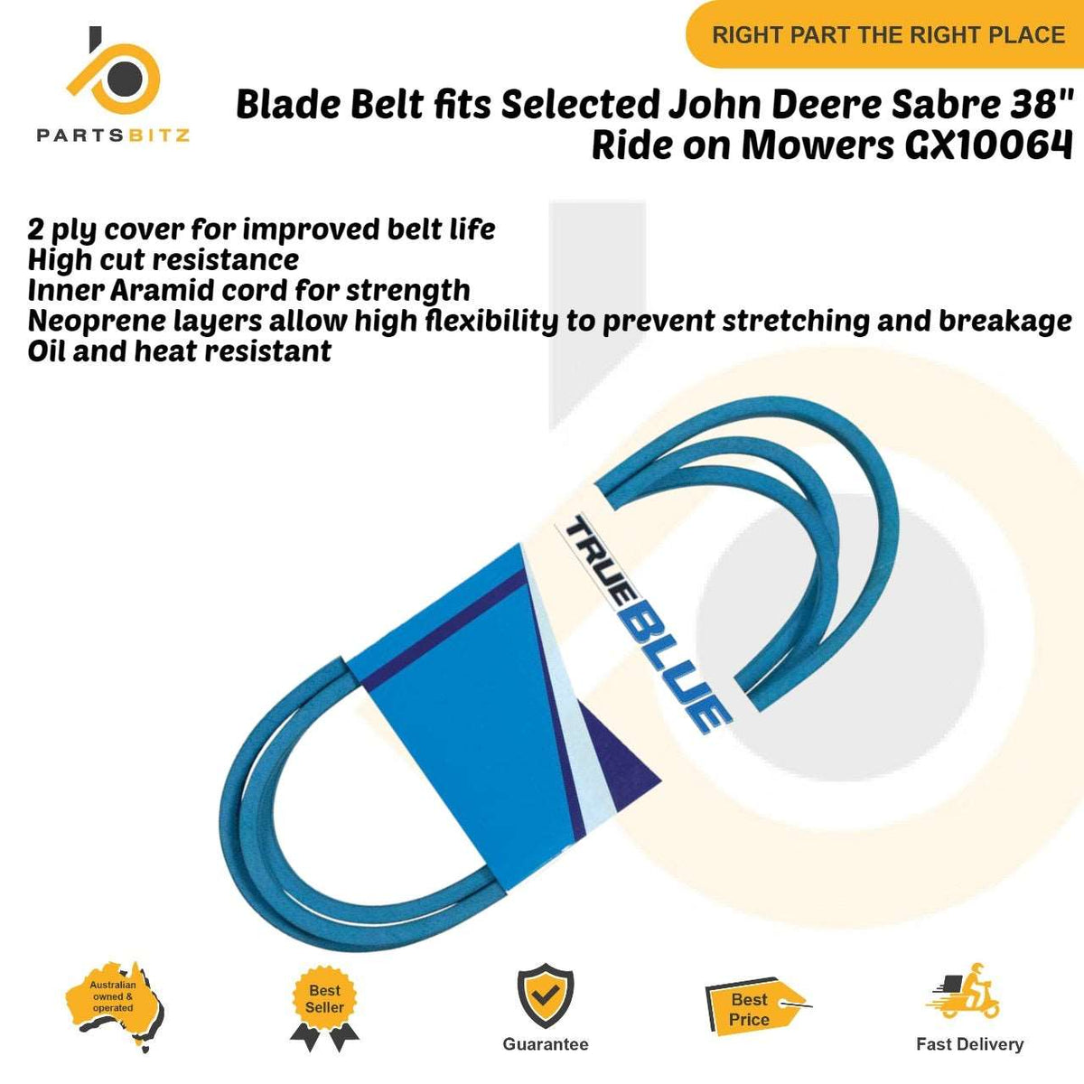 Blade Belt fits Selected John Deere Sabre 38" Ride on Mowers GX10064 - Parts bitz