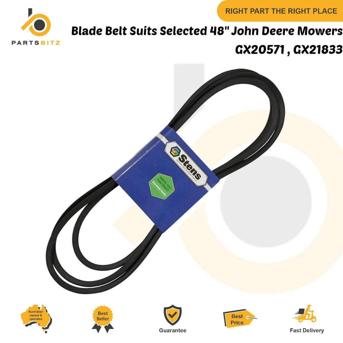 Blade Belt Suits Selected 48" John Deere Mowers L120 L130 LA140 GX20571 GX21833 - Parts bitz