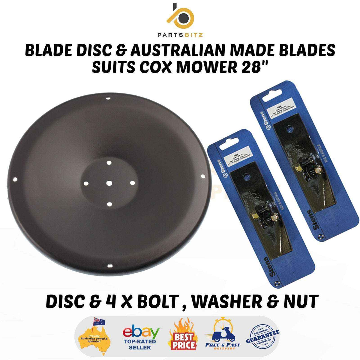 Blade Disc & Blades Suits Cox Mower 28" Inch AM76H7 SKIT33 - Parts bitz