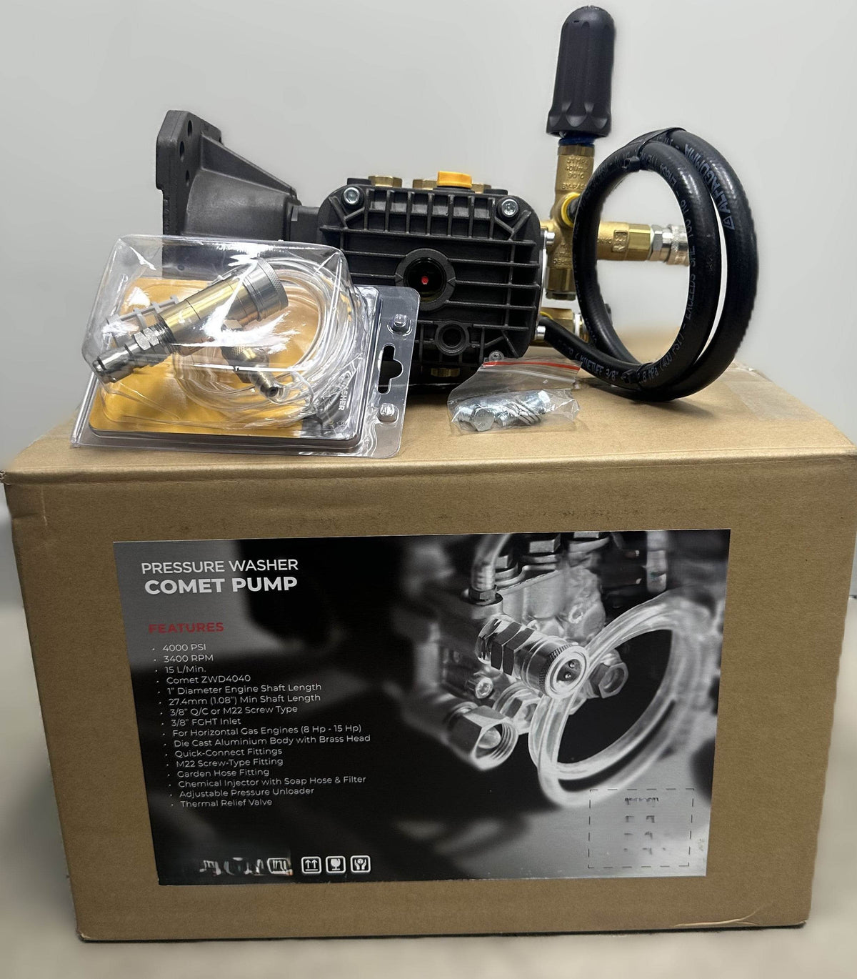 Complete Pressure Cleaner Comet Pump With External Unloader  4000psi 15.2 L/min - Parts bitz