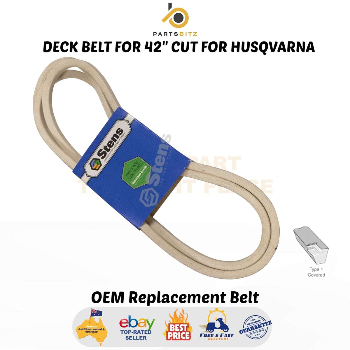 Deck Belt for 42" Cut for Husqvarna Ride on Mowers YTH2242TDF 574 84 56 01 - Parts bitz