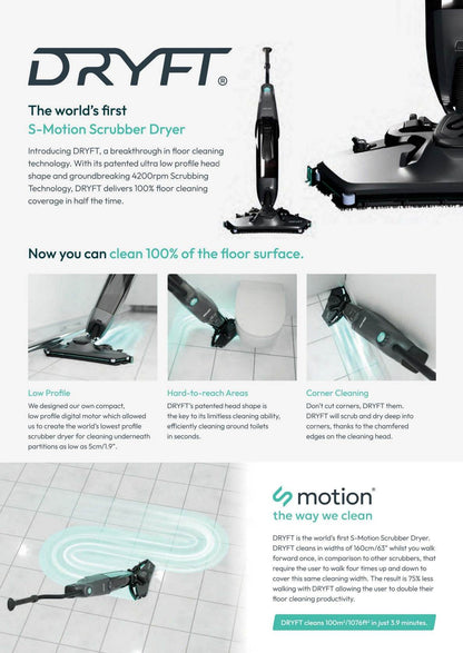 Dryft Compact Battery Powered Walk Behind Floor Scrubber S-Motion Scrubber Dryer - Parts bitz