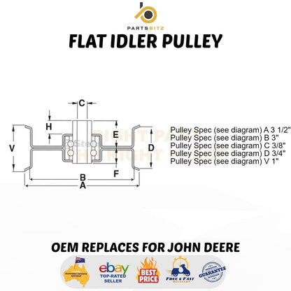 Flat Idler Pulley Fits John Deere LX172 LX173 LX176 GX70 Ride on Mowers AM115459 - Parts bitz