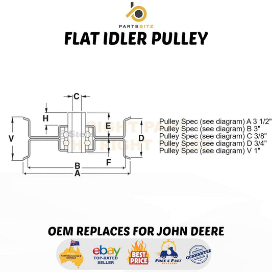 Flat Idler Pulley Fits John Deere LX172 LX173 LX176 GX70 Ride on Mowers AM115459 - Parts bitz