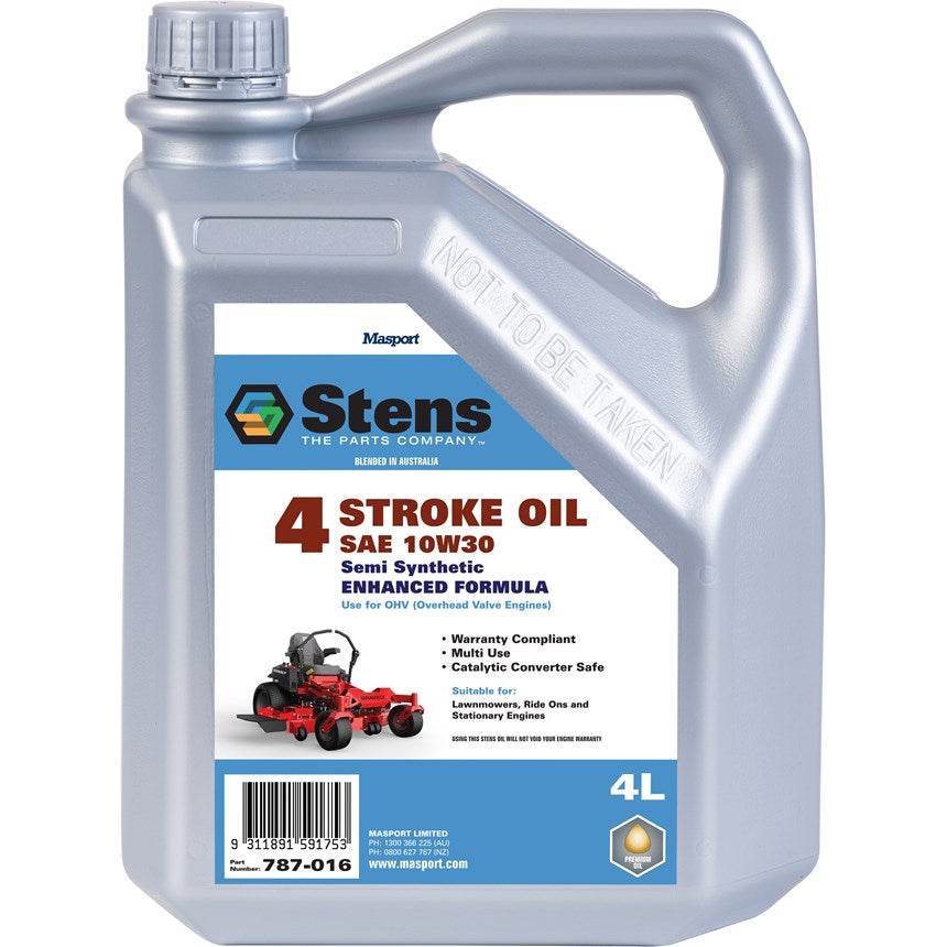 Genuine Stens Lawn Mower SAE 10w30 Oil Engine 4L 4 Stroke  Blended in Australia - Parts bitz