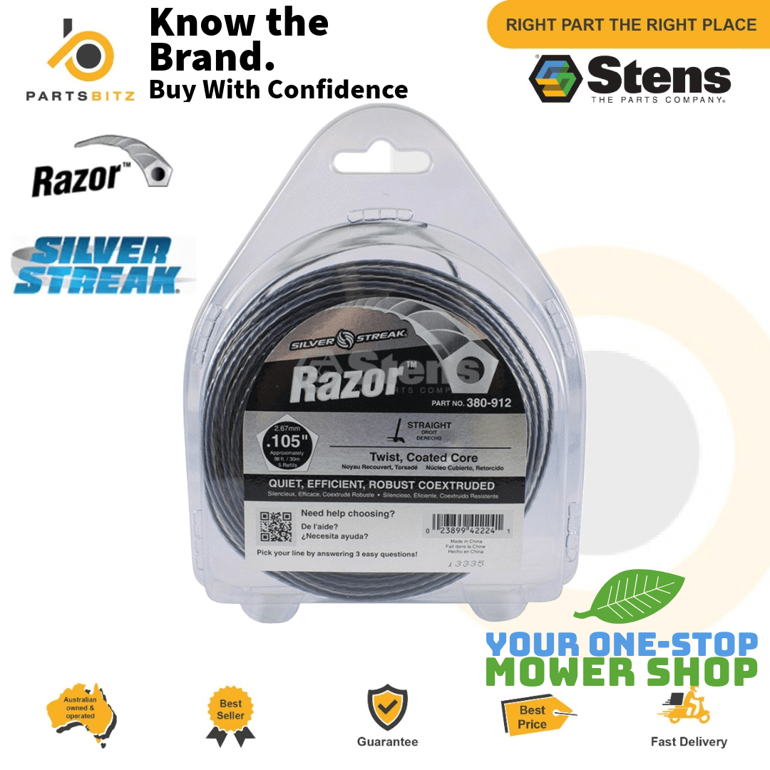 Genuine Stens Silver Streak Razor Trimmer Line Whipper Snipper 98ft 30m 2.7mm - Parts bitz