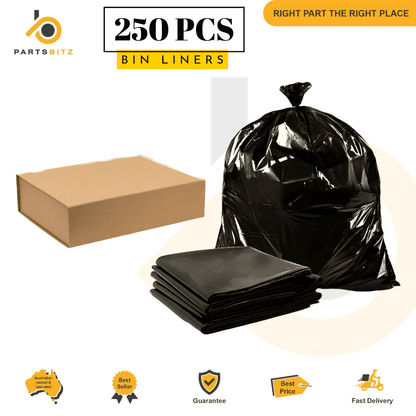 Heavy Duty Garbage Bags , Bin Liners 140L Black 250pcs - Parts bitz