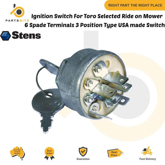 Ignition Switch & Keys For Toro Selected Ride on Mower 6 Terminals 3 Position - Parts bitz