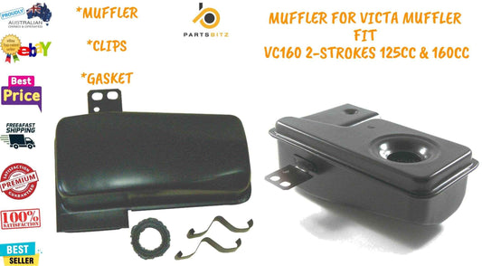 Muffler Victa Muffler Fit Vc160 2-strokes 125cc & 160cc Includes Clips & Gasket - Parts bitz