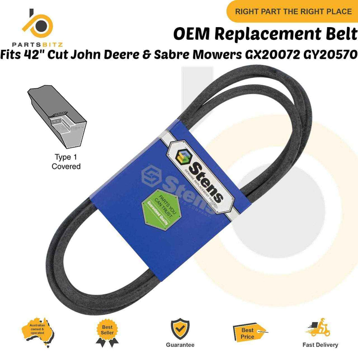 Premium Deck Belt for 42" Cut John Deere & Sabre Mowers GX20072 GY20570 - Parts bitz