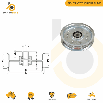 Premium Flat Idler Pulley for John Deere & Murray AM107468 AM37442  423238 23238 - Parts bitz