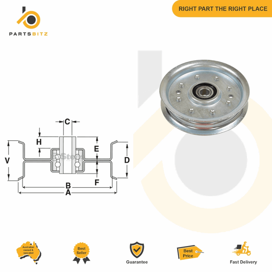 Premium Flat Idler Pulley for John Deere & Murray AM107468 AM37442  423238 23238 - Parts bitz