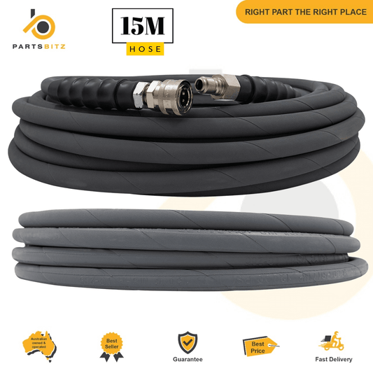 Premium Quality 15m High Pressure Hose with 3/8 Quick Connects - Parts bitz