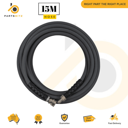 Premium Quality 15m High Pressure Hose with 3/8 Quick Connects - Parts bitz