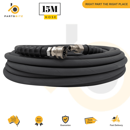 Premium Quality 15m High Pressure Hose with 3/8 Quick Connects - Parts bitz