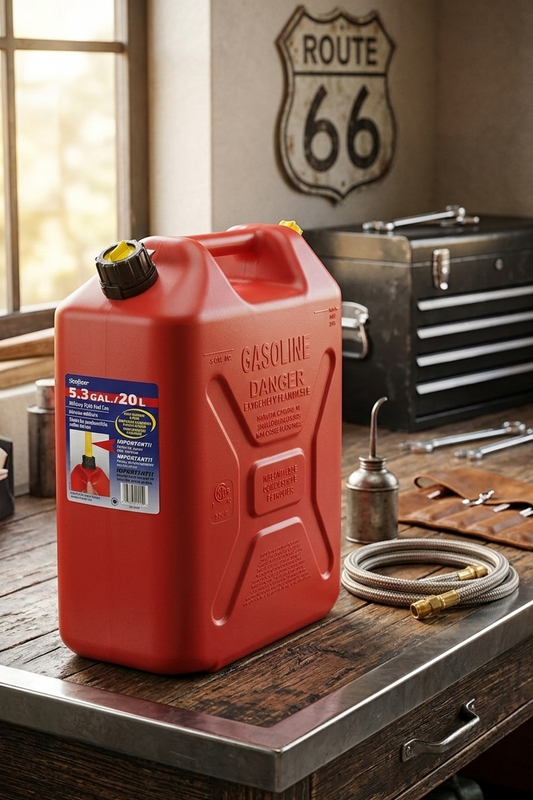 SCEPTER 20L Red Fuel Jerry Can and Pourer - Parts bitz
